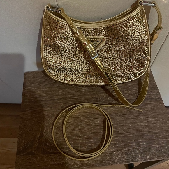 Prada Handbags - Prada Sparkling Gold Crossbody Bag
